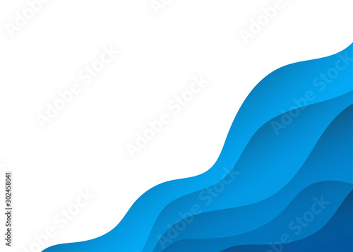 Blue alternating wave bottom right corner abstract vector background photo