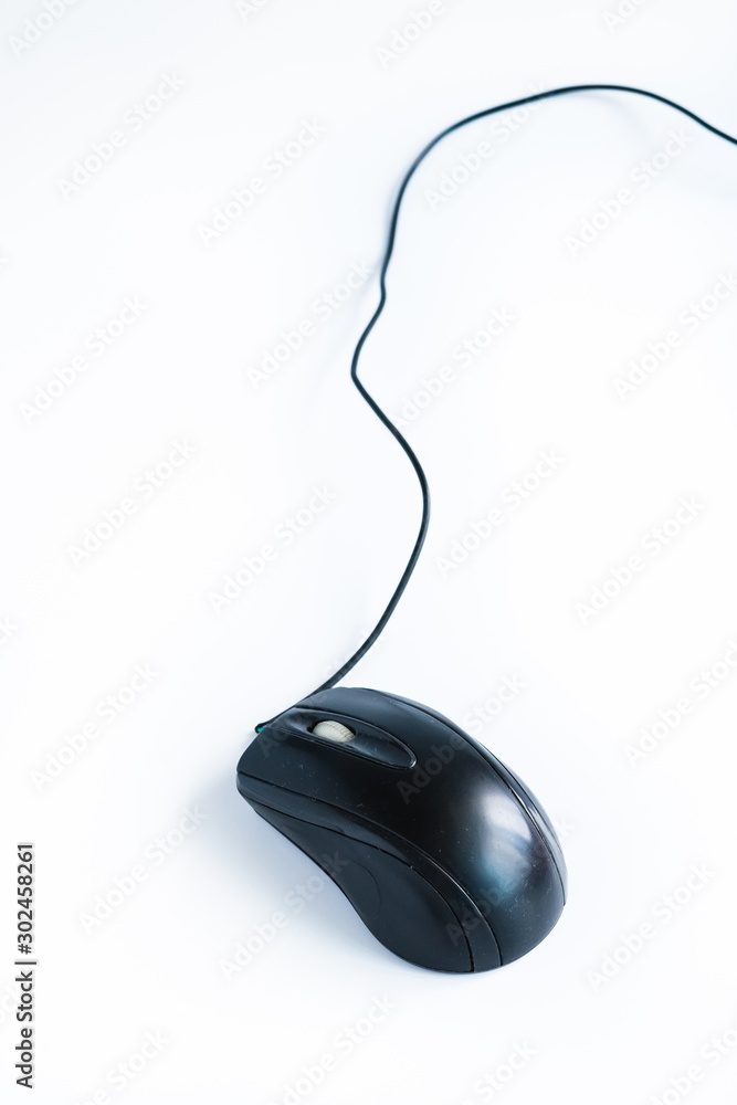 Modern black computer mouse on white background Modern black computer mouse on white background
