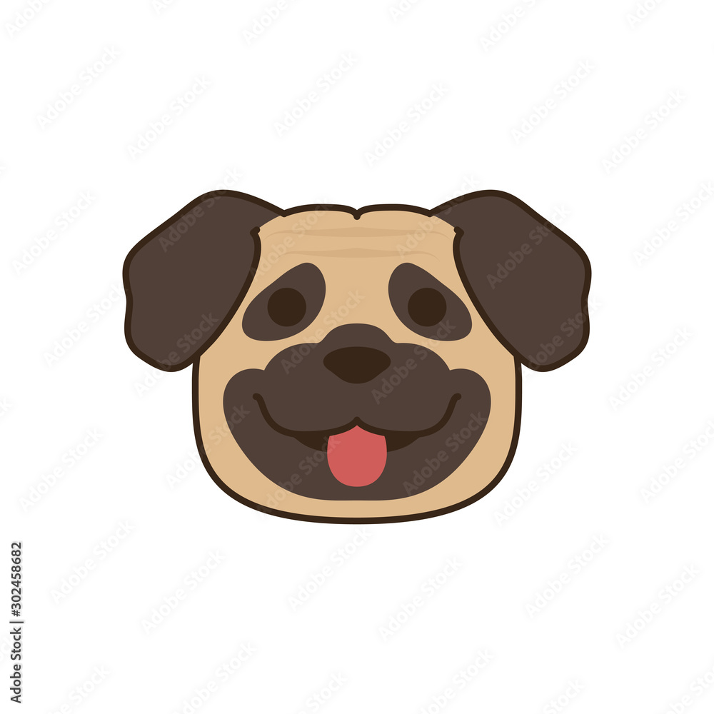 Fototapeta premium cute little pug dog head fill style icon