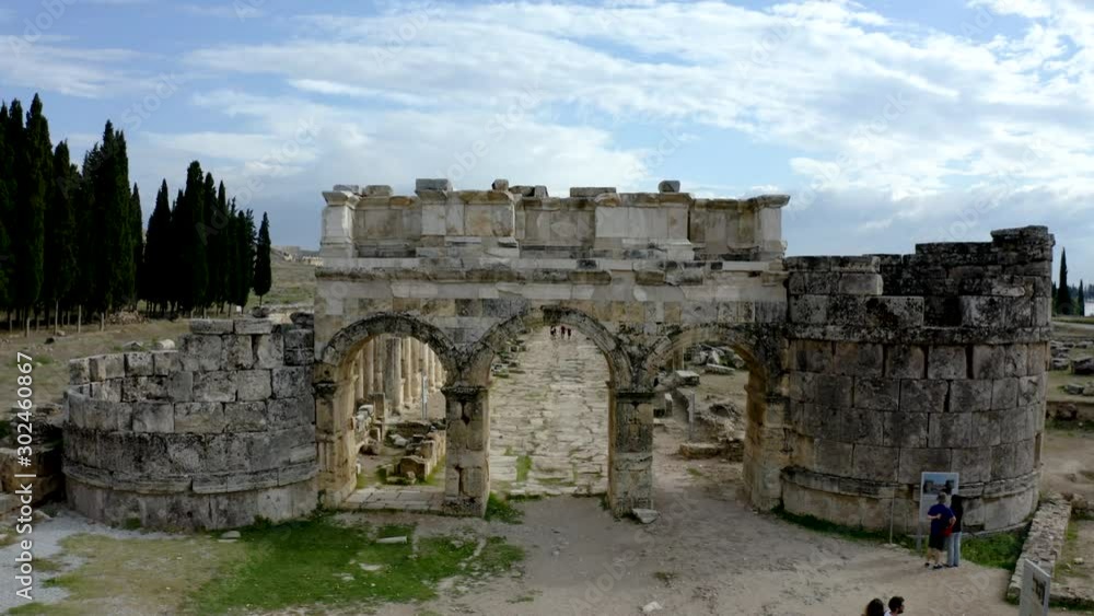 Hierapolis ancient city in Phrygia. From Sky. Pamukkale Turkiye. Hierapolis ancient city in Phrygia. From Sky. Pamukkale Turkiye.