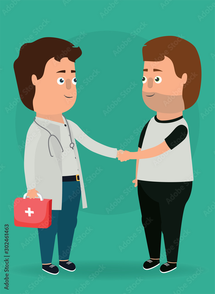 Fototapeta premium Vector illustration. Doctor examining patient.