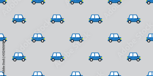Vector car seamless pattern background cartoon style for design.