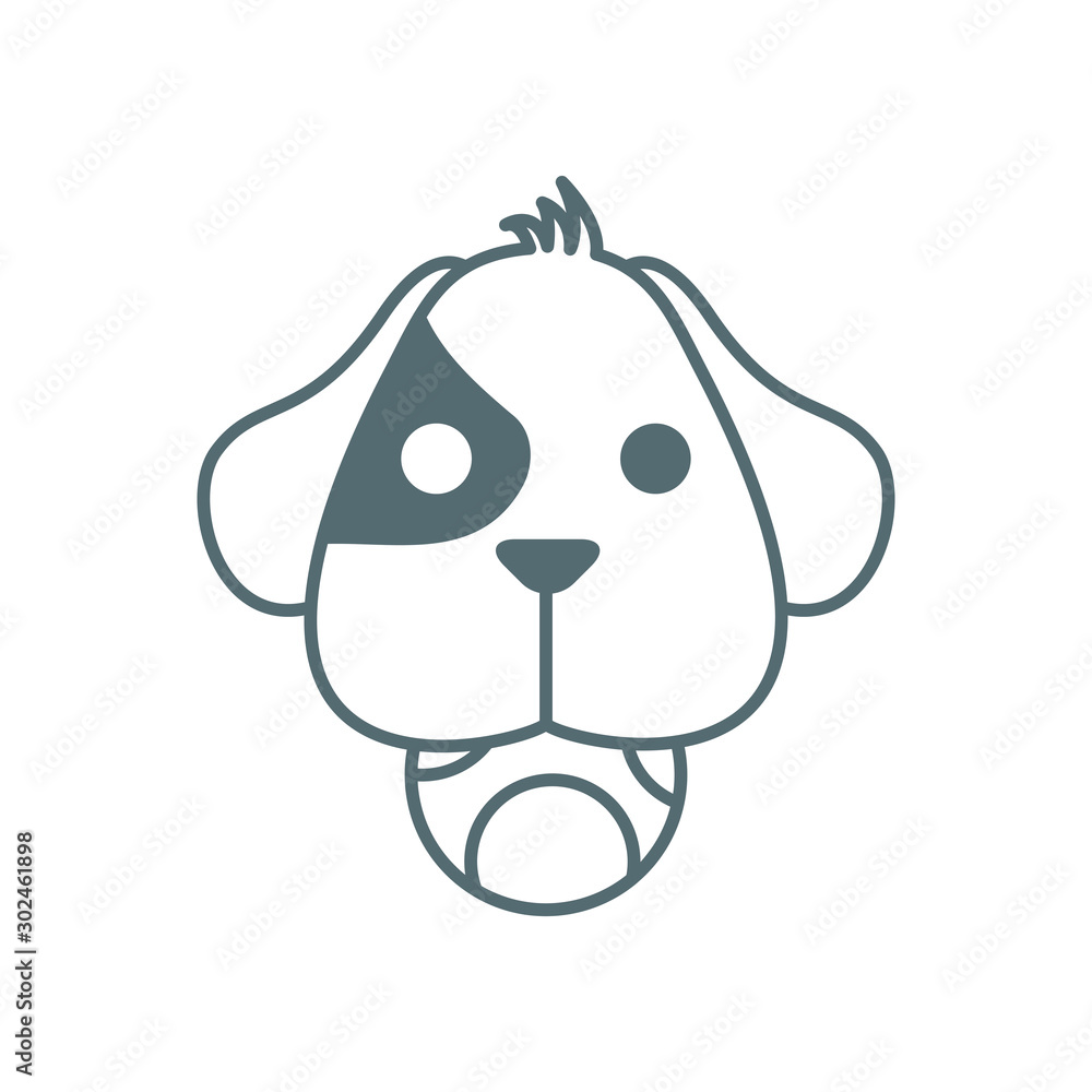 Obraz premium cute little dachshund head with ball dog line style icon