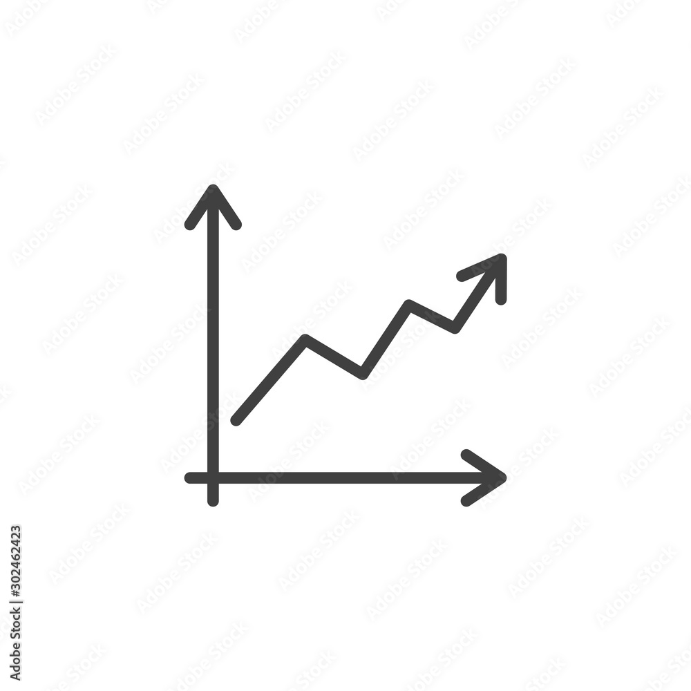Growth graph line icon. Financial Diagram linear style sign for mobile concept and web design. Statistic graph chart outline vector icon. Business analytics symbol, logo illustration. Vector graphics Growth graph line icon. Financial Diagram linear style sign for mobile concept and web design. Statistic graph chart outline vector icon. Business analytics symbol, logo illustration. Vector graphics