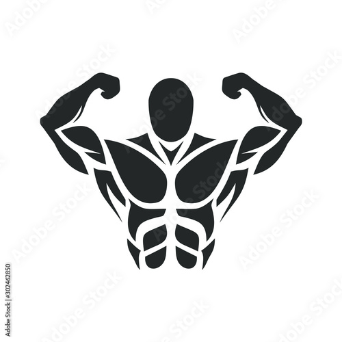 Body Muscle Logo Design Vector