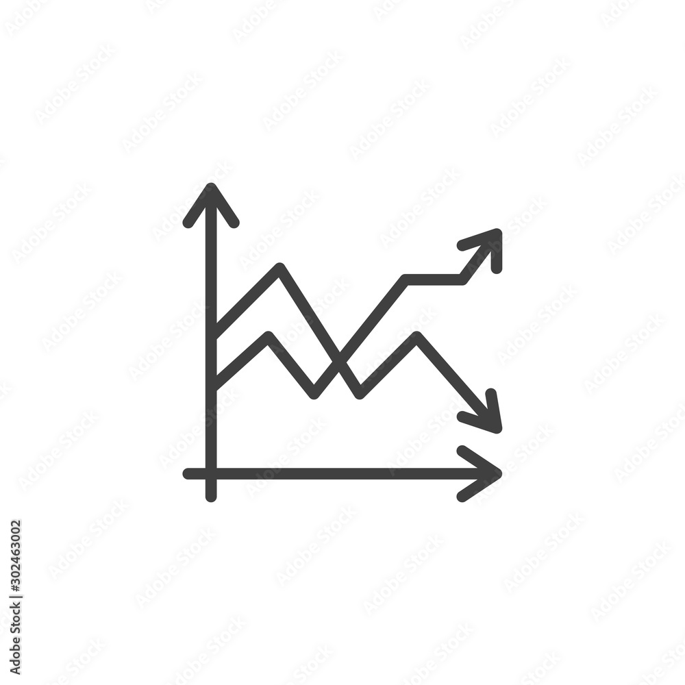 Diagram graph chart line icon. linear style sign for mobile concept and web design. Infographic statistics outline vector icon. Symbol, logo illustration. Stock chart vector graphics Diagram graph chart line icon. linear style sign for mobile concept and web design. Infographic statistics outline vector icon. Symbol, logo illustration. Stock chart vector graphics