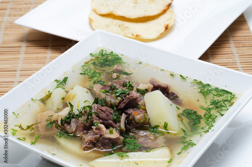 meat, potato, yucca and vegetable soup