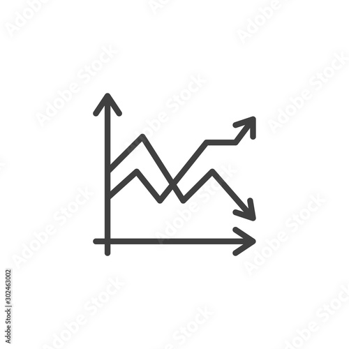 Diagram graph chart line icon. linear style sign for mobile concept and web design. Infographic statistics outline vector icon. Symbol, logo illustration. Stock chart vector graphics