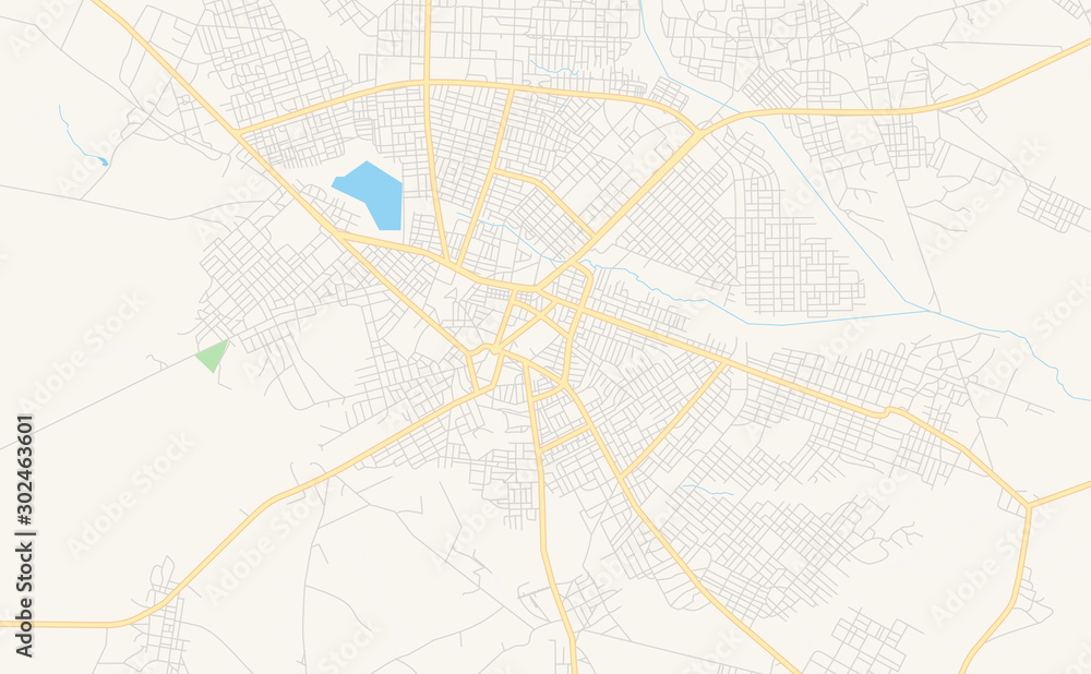 Obraz premium Printable street map of Korhogo, Ivory Coast
