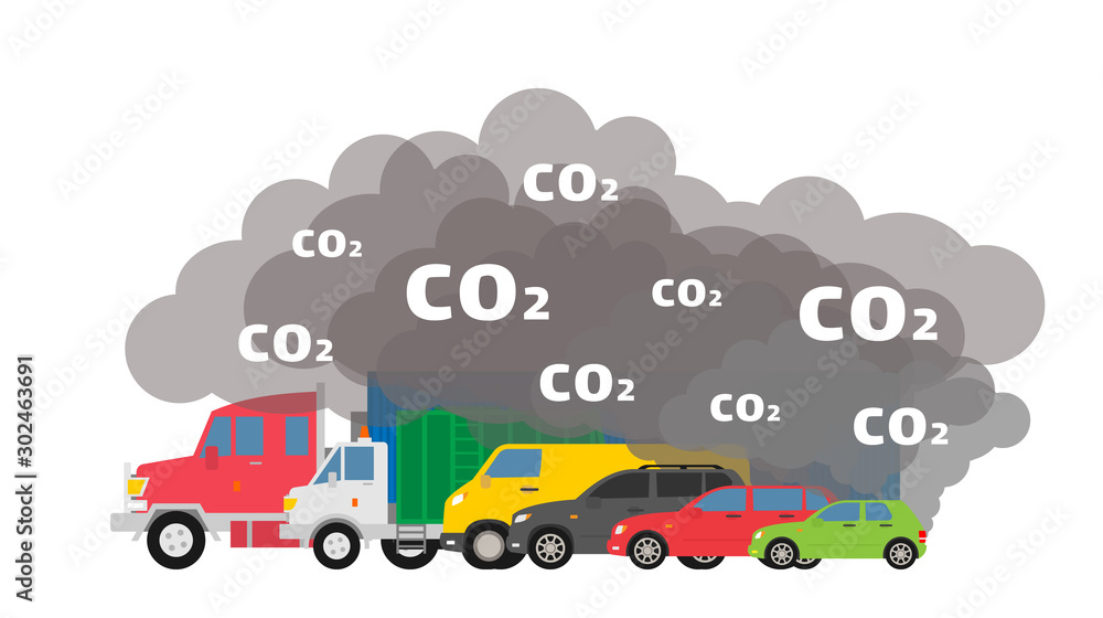 gasoline cars emits co2 dioxide air pollution ecology concept Stock Vector Adobe Stock