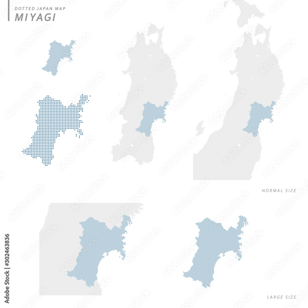 dotted Japan map, Miyagi
