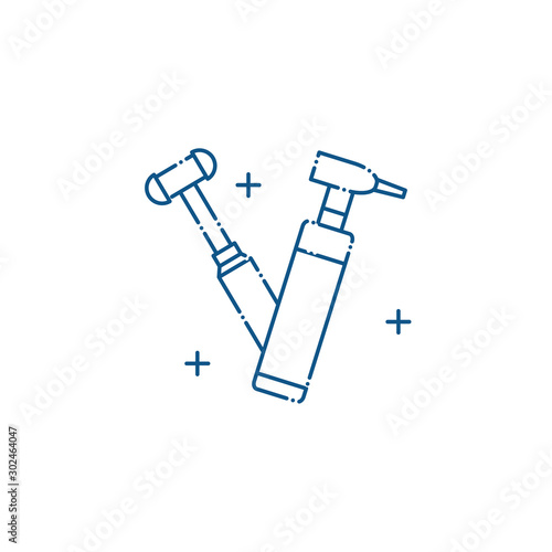 Isolated medical hammer and otoscope icon line design