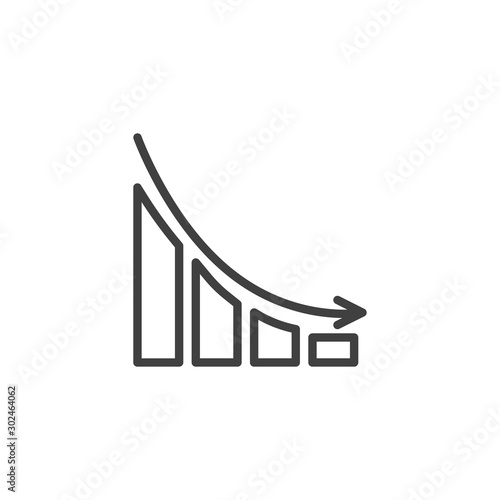 Business decline graph line icon. Decrease diagram linear style sign for mobile concept and web design. Falling graph arrow outline vector icon. Crisys symbol, logo illustration. Vector graphics