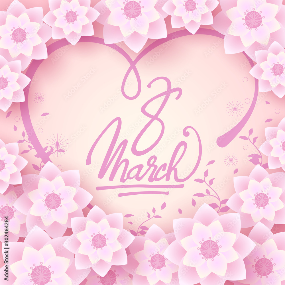 March 8 Happy womans day calligraphy lettering greeting card. Vector illustration March 8 Happy womans day calligraphy lettering greeting card. Vector illustration