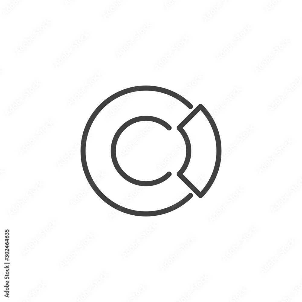 Circle diagram graph line icon. linear style sign for mobile concept and web design. Pie chart diagram outline vector icon. Symbol, logo illustration. Vector graphics Circle diagram graph line icon. linear style sign for mobile concept and web design. Pie chart diagram outline vector icon. Symbol, logo illustration. Vector graphics