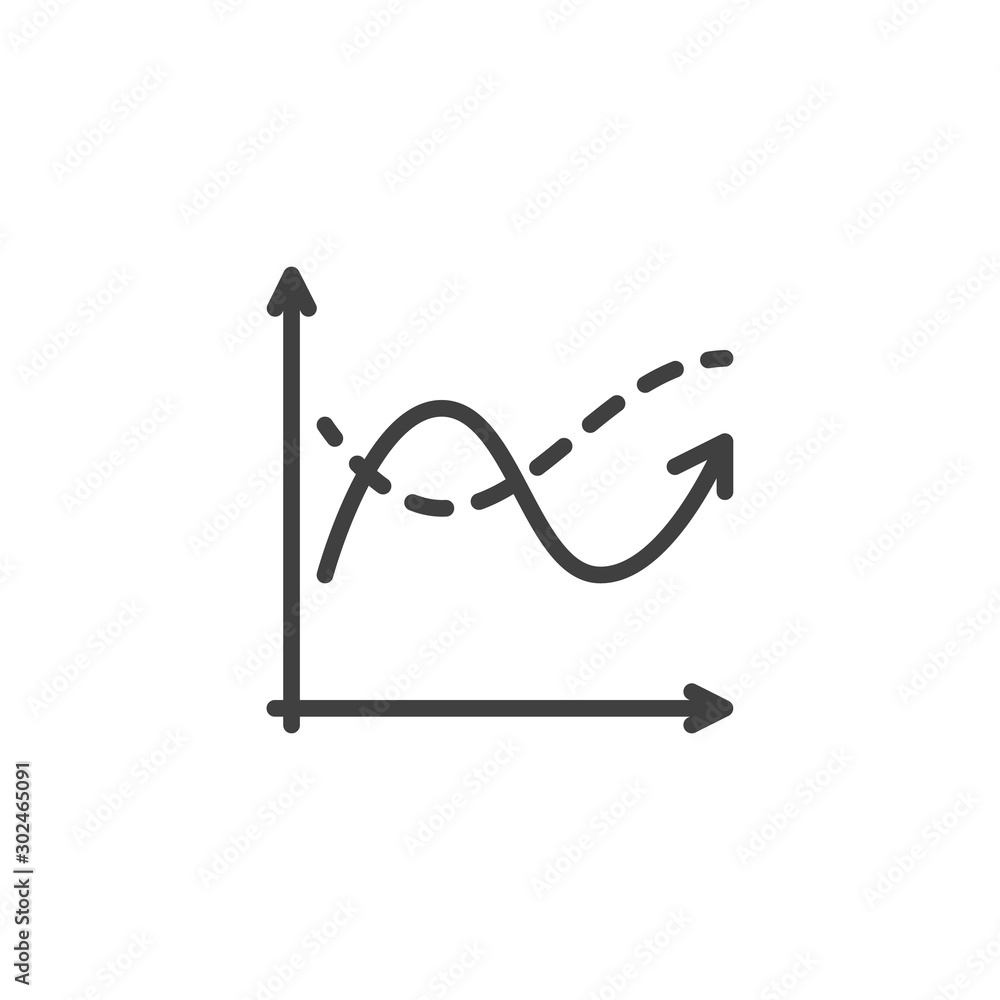 Diagram graph line icon. Analyzing chart linear style sign for mobile concept and web design. Statistics infographic outline vector icon. Symbol, logo illustration. Vector graphics Diagram graph line icon. Analyzing chart linear style sign for mobile concept and web design. Statistics infographic outline vector icon. Symbol, logo illustration. Vector graphics