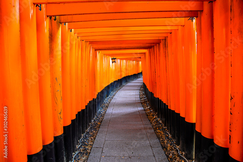 The iconic shrine in Kyoto  made famous for its thousands of orange and black torii gates which climb to the summit of Mt Inari