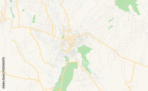 Printable street map of Moshi, Tanzania