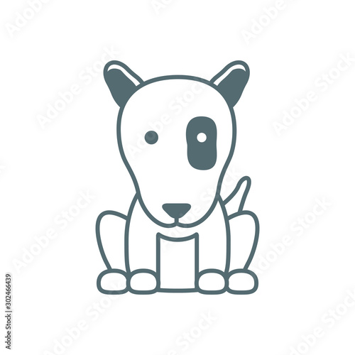 cute little dog pit bull line style icon