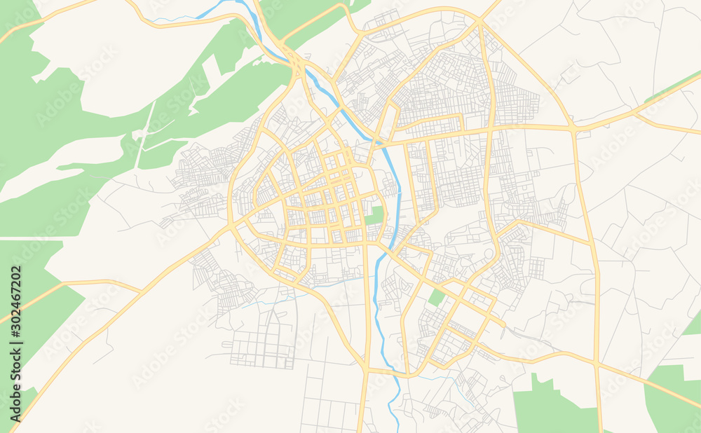Fototapeta premium Printable street map of Djelfa, Algeria