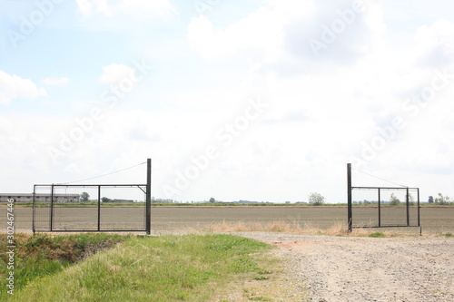 open gate in countryside with copy space for your text