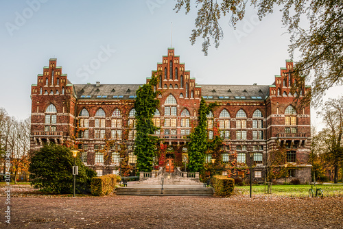 The university library in Lund an early morning in autumn colours photo