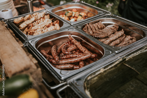 Sausages and meet on buffet photo