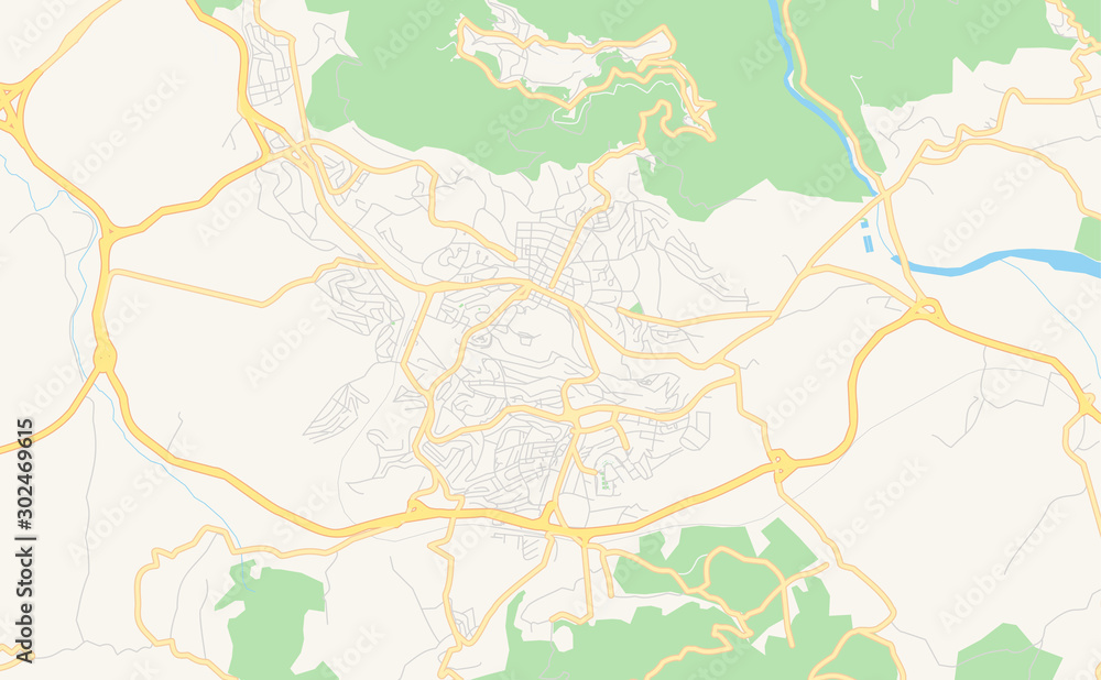 Printable street map of Tizi Ouzou, Algeria