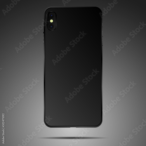 Mobile Smartphone vector illustration. Original design mockup screen, realistic detailed 3d model surface of isolated phone template. Object  for web, iot. Front and Back, homescreen and locksreen photo