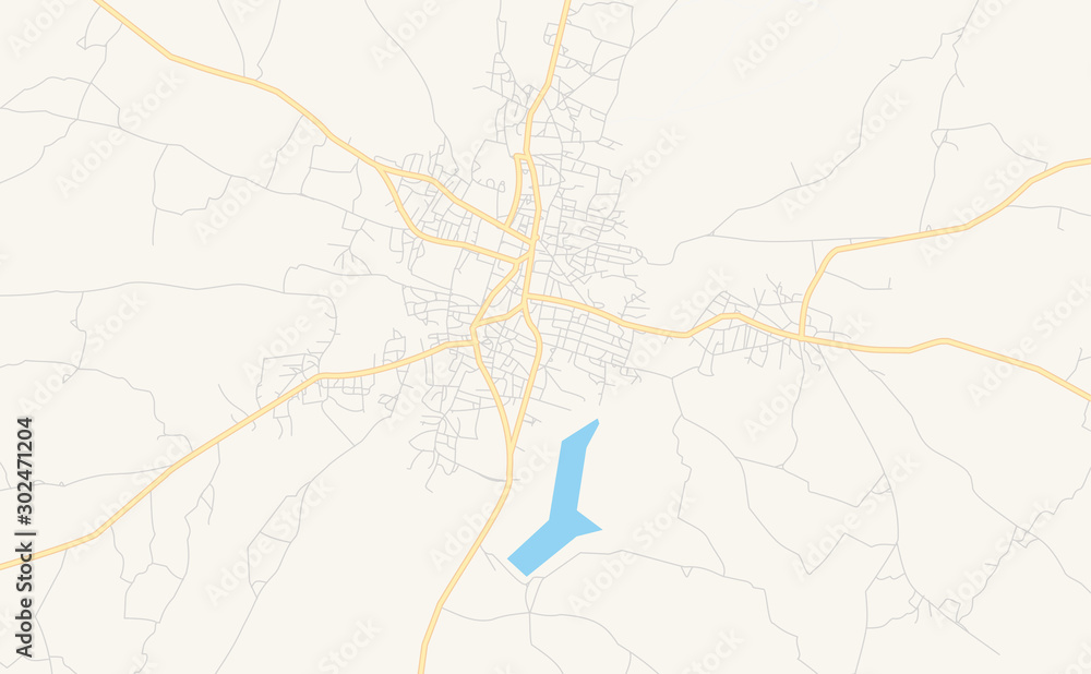 Fototapeta premium Printable street map of Igboho, Nigeria
