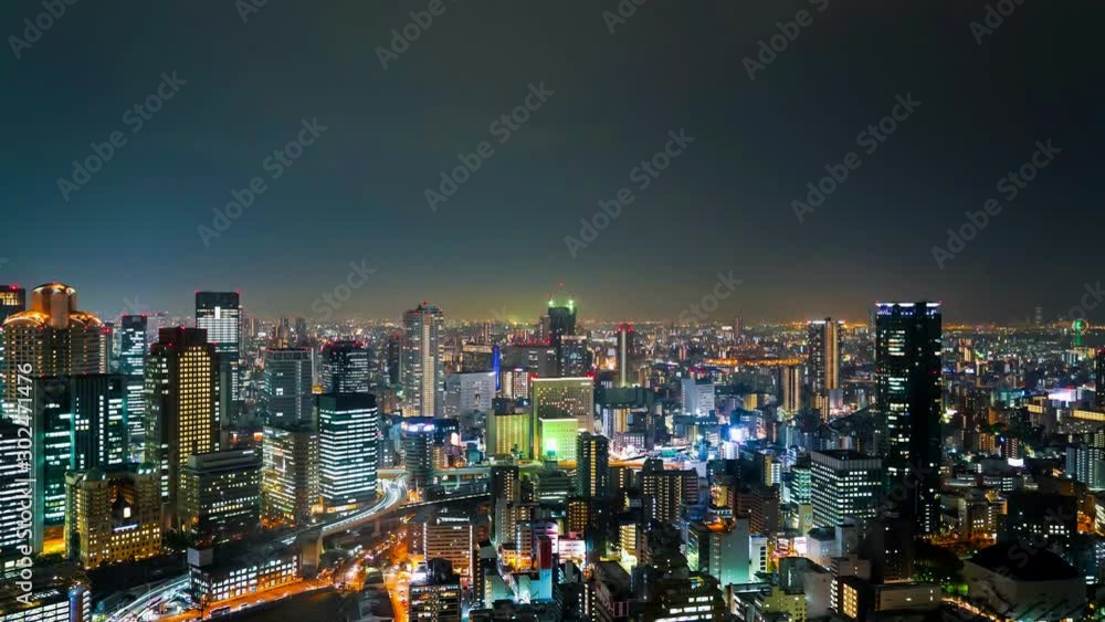 timelapse Osaka City Skyline in Japan timelapse Osaka City Skyline in Japan