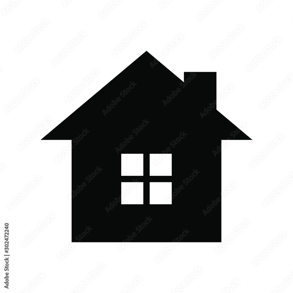 Home icon. House symbol with window. Black building logo silhouette. Isolated on white background. Vector illustration image. Home icon. House symbol with window. Black building logo silhouette. Isolated on white background. Vector illustration image.