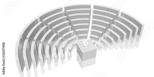 Parliament election concept, ballot box - 3D rendering