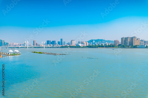 Cityscape around BaishiBridge, Xiangzhou District, Zhuhai, Guangdong Province, China