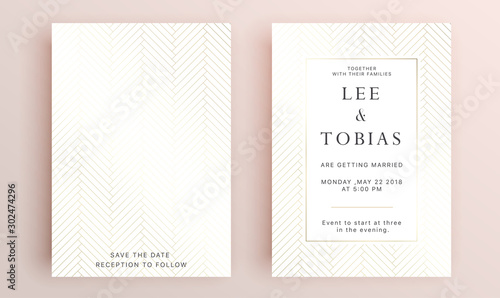 Beautiful set of wedding card templates. Gold collection of geometrical polyhedron, art deco style for wedding invitation, luxury templates, decorative patterns.