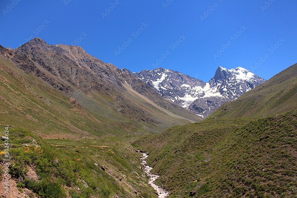 El Morado Natural Monument. A beautiful park located in Cajón Del Maipo, Andes mountain range, Chile
