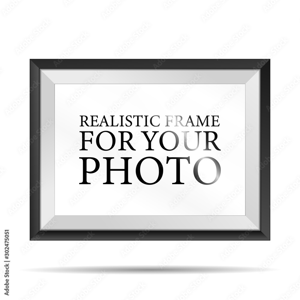 Black Realistic photo frame template isolated on white background. Graphic Resource vector illustration, blank picture for gallery, text, empty mockup, interior, simple image object Black Realistic photo frame template isolated on white background. Graphic Resource vector illustration, blank picture for gallery, text, empty mockup, interior, simple image object