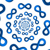 Blue Rubber Infinity symbol logo illustration. Vector endless object. Beautiful, unique concept design. Abstract Unreal loop template isolated on background. Unlimited virtual outline ring line art 