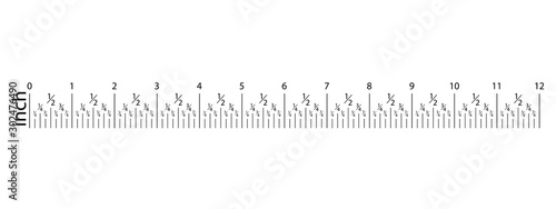 Original Inches, Inch  Ruler. Measuring tool, Graduation grid, flat vector illustration. Size indicator units, Measure tape isolated on background.