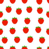 Strawberries seamless pattern on white background.