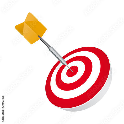 Darts arrow hit in the center of a target vector illustration 