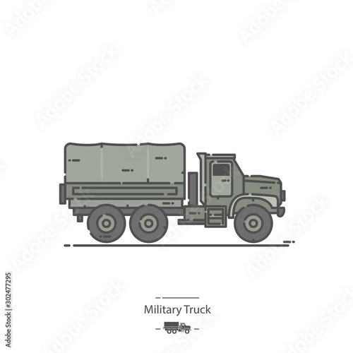 Military Truck - Line color icon