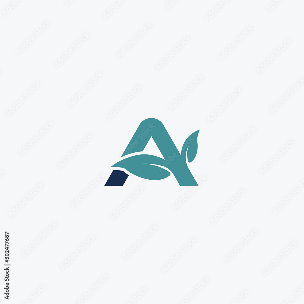 Fototapeta premium initial letter a with leaf logo vector concept element