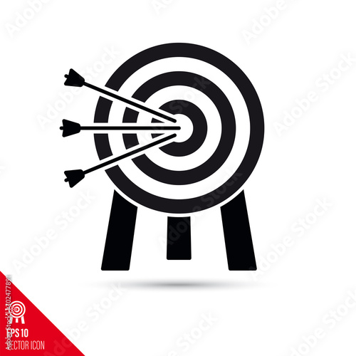 Archery target vector glyph icon. Success concept.