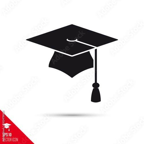 Mortarboard vector glyph icon. Success concept.