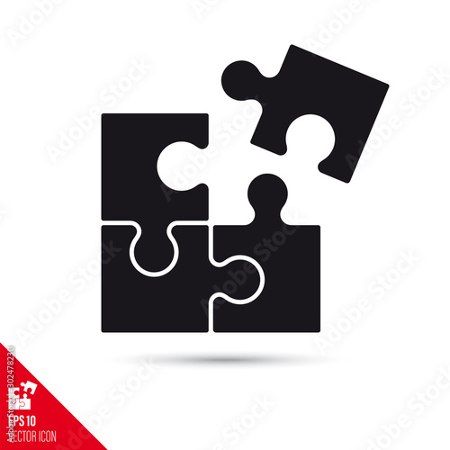 Adding the last jigsaw puzzle piece glyph icon. Success concept.