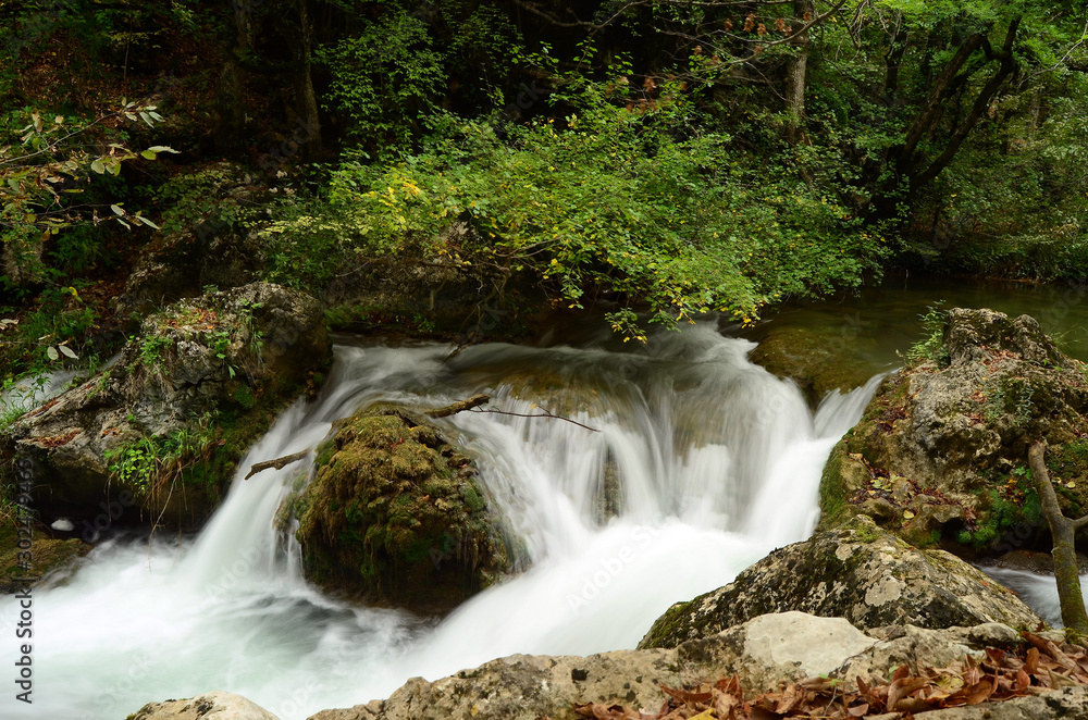 Water flow of the canyon. Forest and mountain landscapes. Crimea,Russia