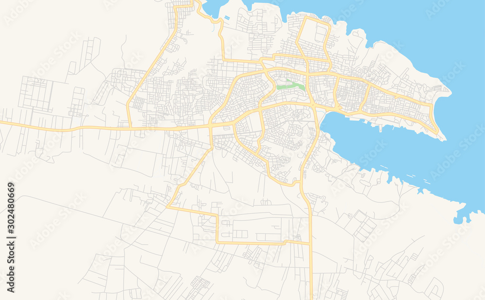 Printable street map of Tobruk, Libya