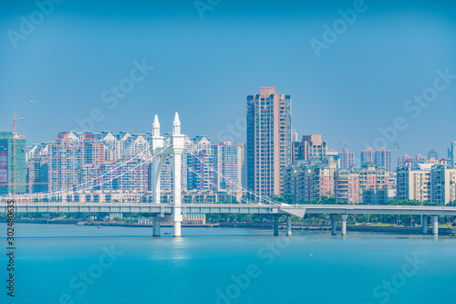 Cityscape around BaishiBridge, Xiangzhou District, Zhuhai, Guangdong Province, China © Weiming
