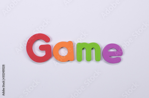 Word Game written with color sponge